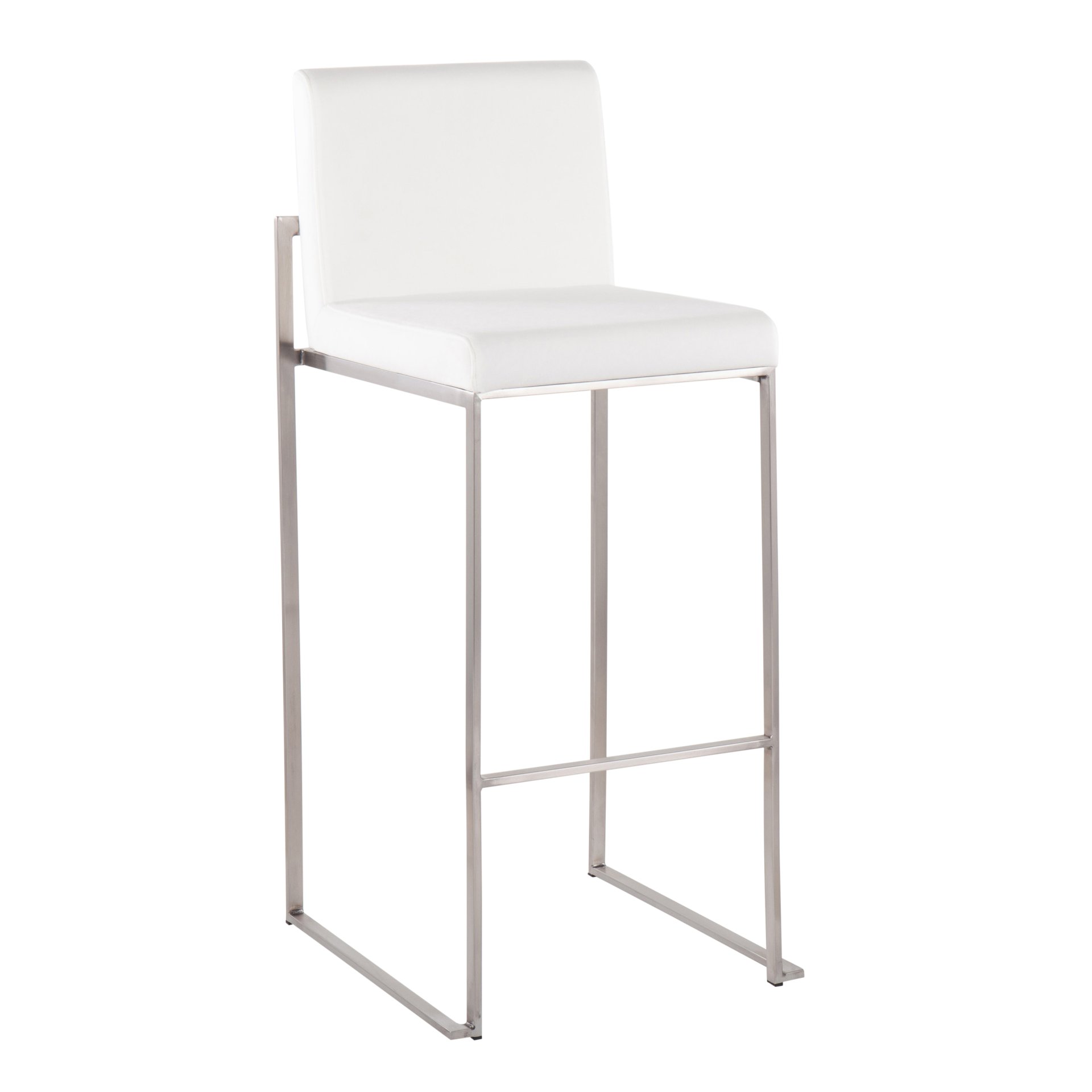 Fuji - Contemporary High Back Barstool (Set of 2) - White - Velvet - Image 2