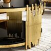 Double Layer Tempered Glass Top Stainless Steel Round Coffee Table For Living Room - Gold / Black - Image 6