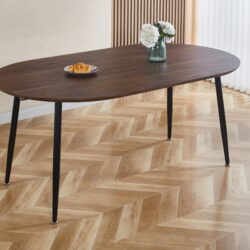 Extensible Table, Dining Table, Office Table, Coffee Table Metal Leg - Walnut / Black