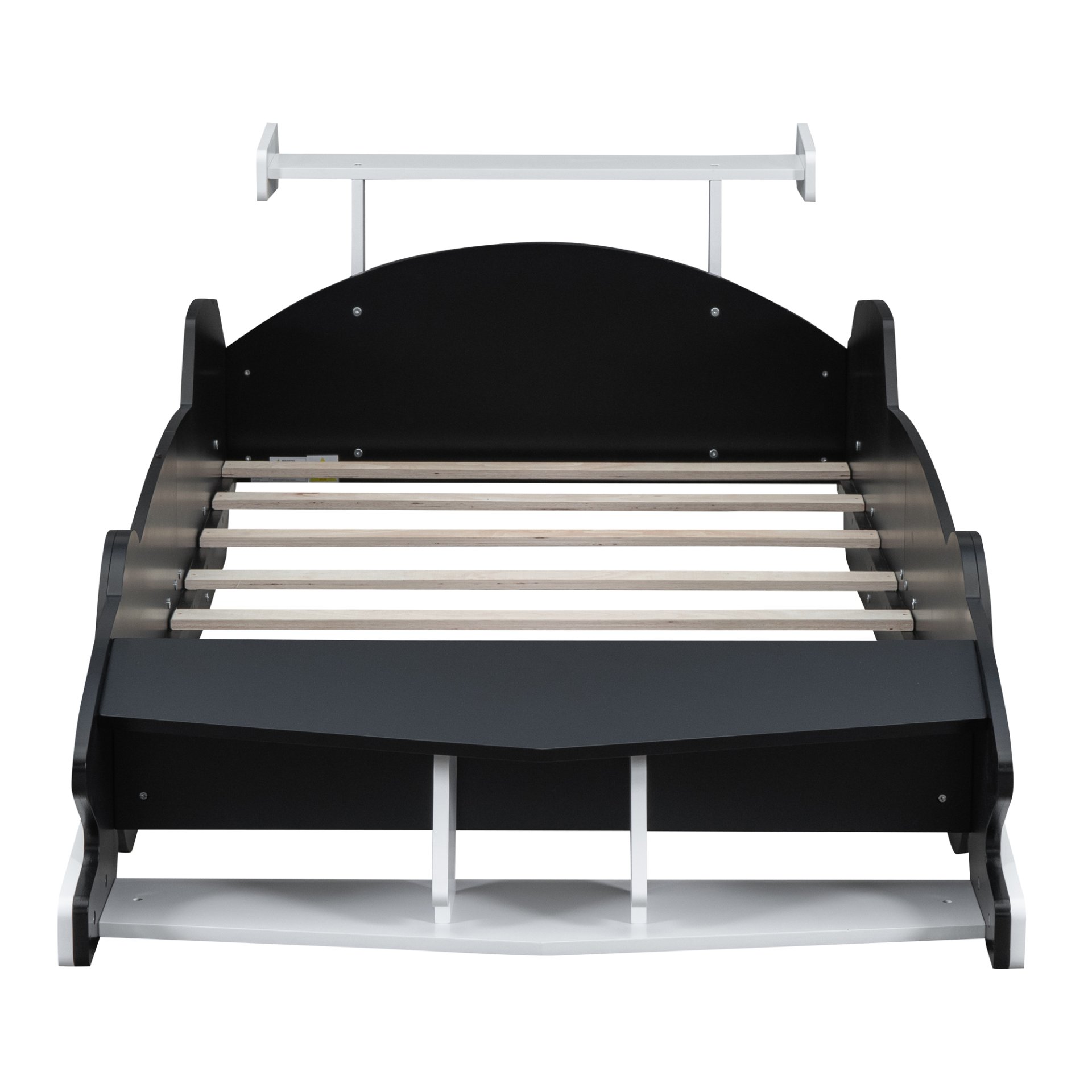 Twin Size Race Car-Shaped Platform Bed With Wheels - Black - Image 6