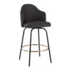 Ahoy - Contemporary Fixed Height Counter Stool Round Gold Footrest (Set of 2) - Charcoal / Black - Image 2