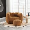 Soft Bean Bag Chair With High Resilient Foam (Chips) - Khaki / Yellow - Image 18