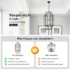 8 Light Metal Lantern Tiered Pendant Hanging Light Fixtures, Industrial Farmhouse Adjustable Height Chandeliers For Dining Room Hallway Foyer Entryway (E12 Bulbs Not Included) - Matte Black / Gold - Image 7