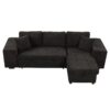 Modern L-Shape 3 Seat Reversible Sectional Couch, Pull Out Sleeper Sofa With Storage Chaise And 2 Stools For Living Room Furniture Set - Charcoal Gray - Image 8