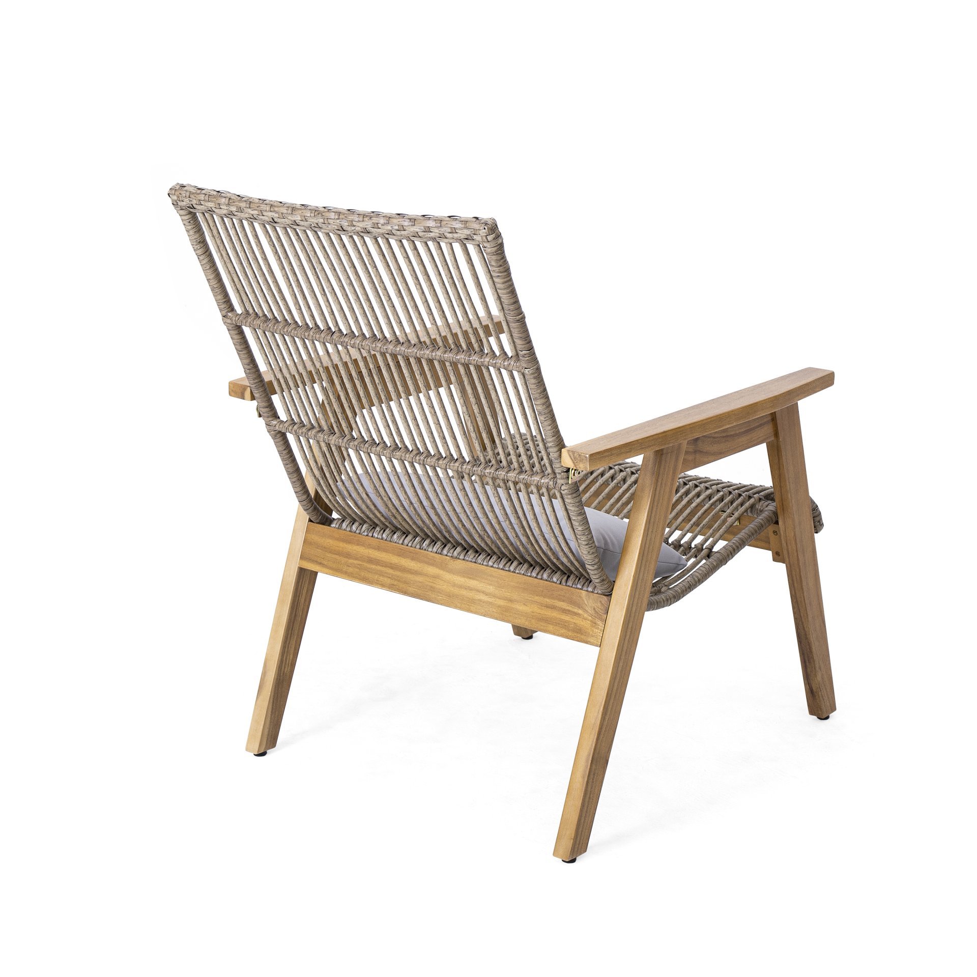 Acacia Wood Cape Woven Wicker Large Lounge Chair With Pillow For Patio, Deck, Yard, Lawn And Garden Seating Wicker (Set of 2) - Teak - Image 15