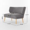 Classic Upholstered Loveseat With Curved Backrest - Gray - Image 3