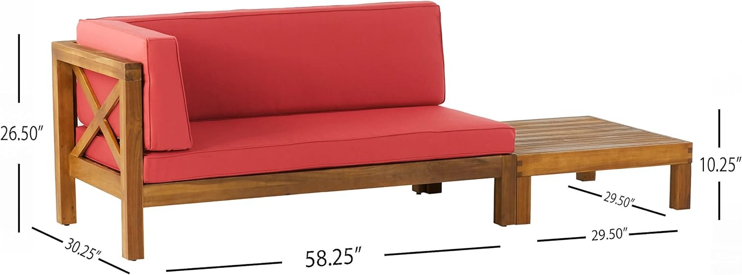 Brava - X Back Corner Bench L With Coffee Table - Red - Image 5