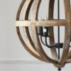 4 Light Wood Chandelier, Hanging Light Fixture With Adjustable Chain For Kitchen, Bulb Not Included - Brown - Image 6