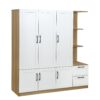 3 Door Storage Wardrobe For Dedroom With Shelves And 2 Drawers, Side Storage Shelves - White - Image 2