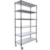 84" x 48" x 20" 6 Tier 6000Lbs Capacity Nsf Metal Shelf Wire Shelving Unit, Heavy Duty Adjustable Storage Rack With Wheels & Shelf Liners For Commercial Grade Utility Steel Storage Rack - Black - Image 6