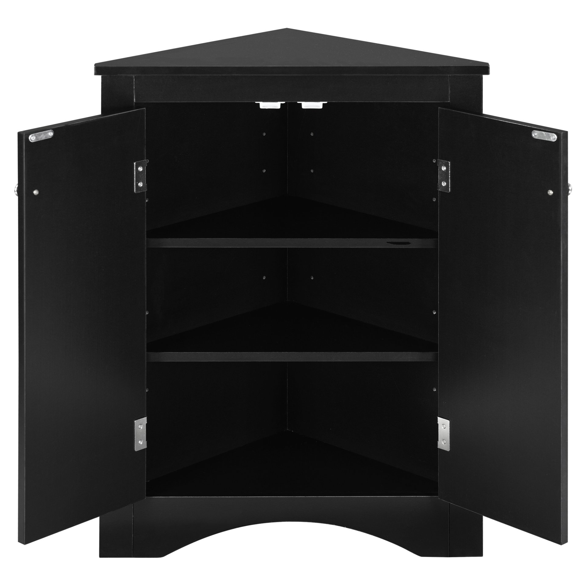 Triangle Bathroom Storage Cabinet With Adjustable Shelves, Freestanding Floor Cabinet For Home Kitchen - Black - Image 11
