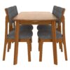 Mid Century Modern Dining Table Set For 4, Solid Wood Dining Table And Solid Wood Chairs, 5 Pieces Farmhouse Dining Table And 4 Upholstered Chairs - Brown / Gray - Image 11