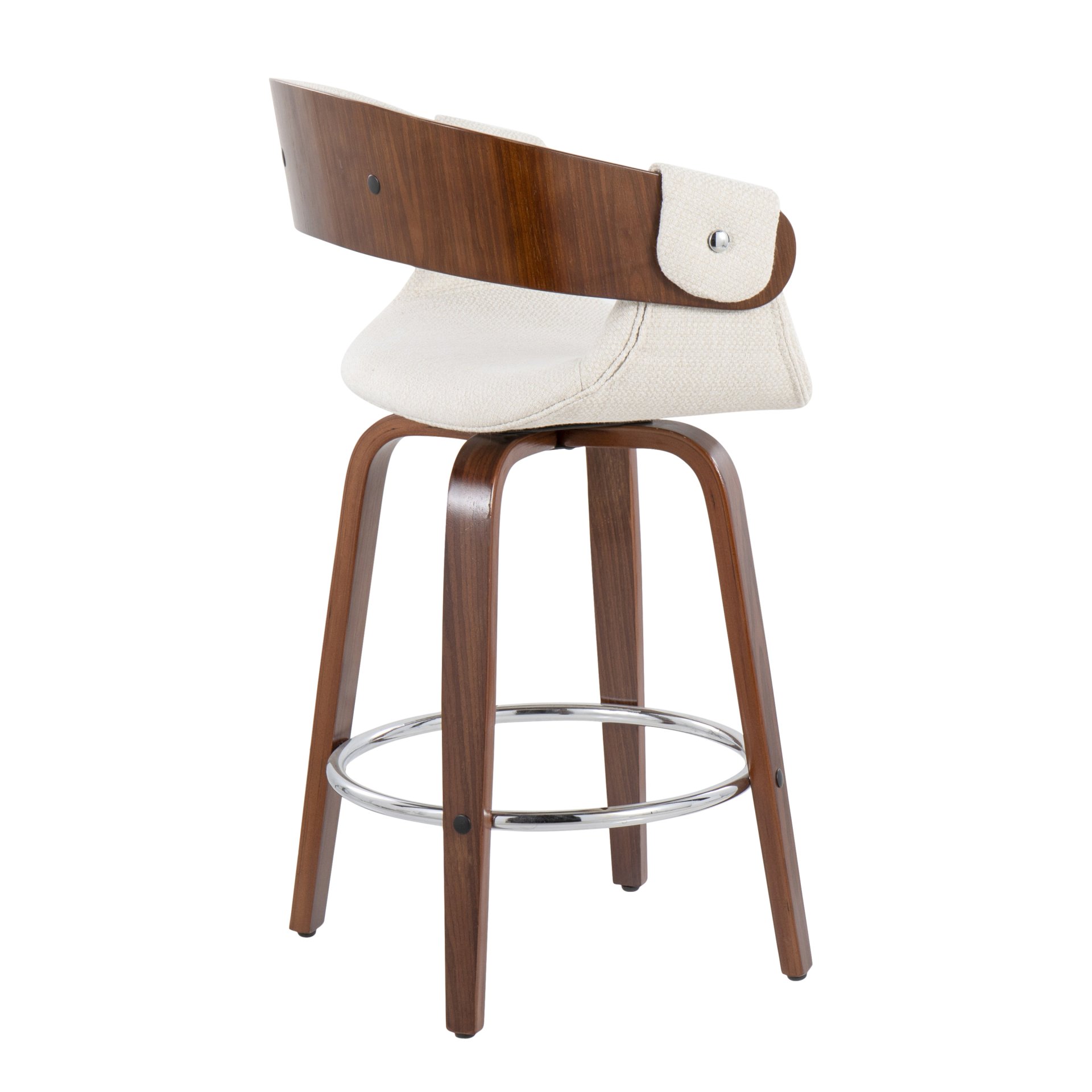 Elisa - Mid-Century Modern Counter Stool (Set of 2) - Walnut / Cream - Image 4