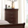 Contemporary Louis Philip Cherry Chest With Five Drawers Solid Wood Ample Storage - Cherry - Image 2
