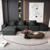 Modern Oversized Modular Sectional Sofa, Sparkling Chenille Fabric Soft Cushion Sofa With 6 Pillows, 6 Pieces Diy Combination Tufted Sofa, No Assembly Required - Black - Image 13