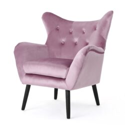 Alyssa - Upholstered Arm Chair With Wingback Design - Lavender