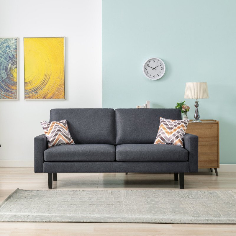 Bahamas - Sofa And Chair Set With 2 Throw Pillows - Dark Gray - Image 3