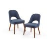 Dining Side Chair Upholstered Textured Fabric (Set of 2) - Navy - Image 9
