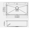 33" Drop In Kitchen Sink, 16 Gauge T304 Single Bowl Sink - Brushed Nickel - Image 8