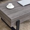 Rustic Wood Grain Coffee Table With Black Metal Legs Elegant Natural Wood Tones - Gray - Image 13