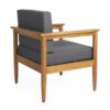Outdoor Club Chair, Patio Chair With Teak Acacia Wood Frame - Dark Gray - Image 8
