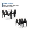 5 Pieces Dining Table Set For 4, Kitchen Room Tempered Glass Dining Table, 4 Faux Leather Chairs - Black - Image 8