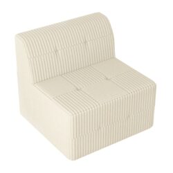 Modern Minimalist Sectional Sofa Sleeper Corduroy Couch Comfy Space Efficient Design - White
