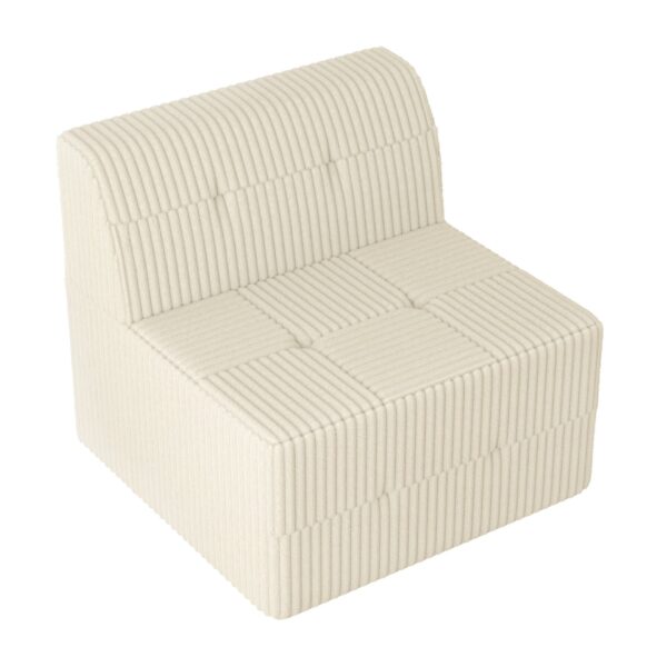 Modern Minimalist Sectional Sofa Sleeper Corduroy Couch Comfy Space Efficient Design - White