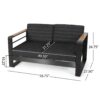 Loveseat With Slat Paneling And Aluminum Frame - Black - Image 3