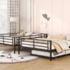 Full Long Over Queen Metal Bunk Bed With Trundle - Black - Image 18