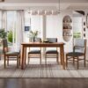 5 Pieces Rectangle Wooden Dining Table Set, Mid Century Modern Kitchen Table And 4 Upholstered Chairs For Home, Saving Space - Brown / Gray - Image 5