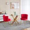 Modern Dining Chair (Set of 2) With Velvet Backrest And Iron Tube en Legs For Dining Room Or Cafe - Red - Image 11