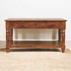 Turned Legs 2 Drawer Coffee Table - Brown