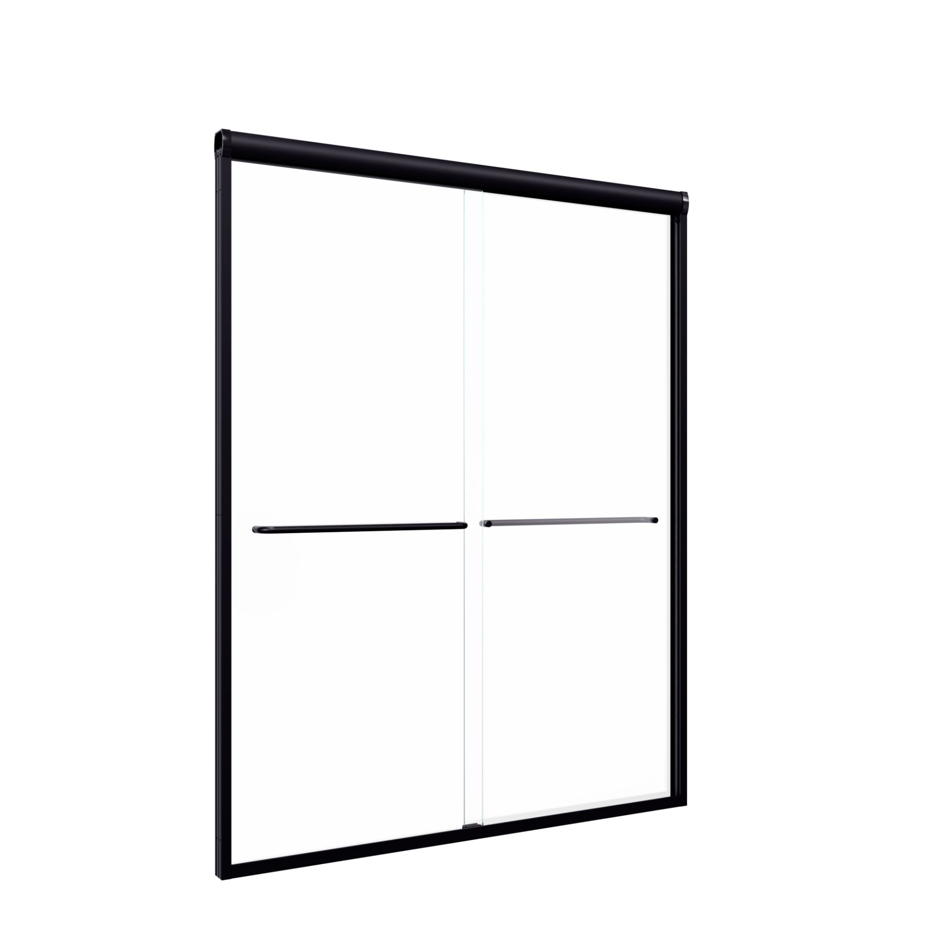 Modern Semi Frameless Double Sliding Shower Door With 1 / 4" Sgcc Tempered Glass - Matte Black - Image 15