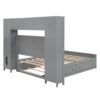 Full Size Bed With All In One Cabinet, Shelf And Sockets, Twin Size Trundle - Gray - Image 7