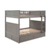 Full Over Full Bunk Bed With Twin Size Trundle, Guardrails - Brushed Gray - Image 3