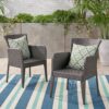 Outdoor Wicker Dining Armchair (Set of 2) - Gray - Image 6