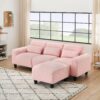 Teddy Fleece Creative Sofa Can Be Assembled Into A Two-Seater Sofa Plus A Single Couch With Three Waist Pillows To Perfectly Stretch Your Waist For Small Apartment Bedroom Spaces - Pink - Image 4