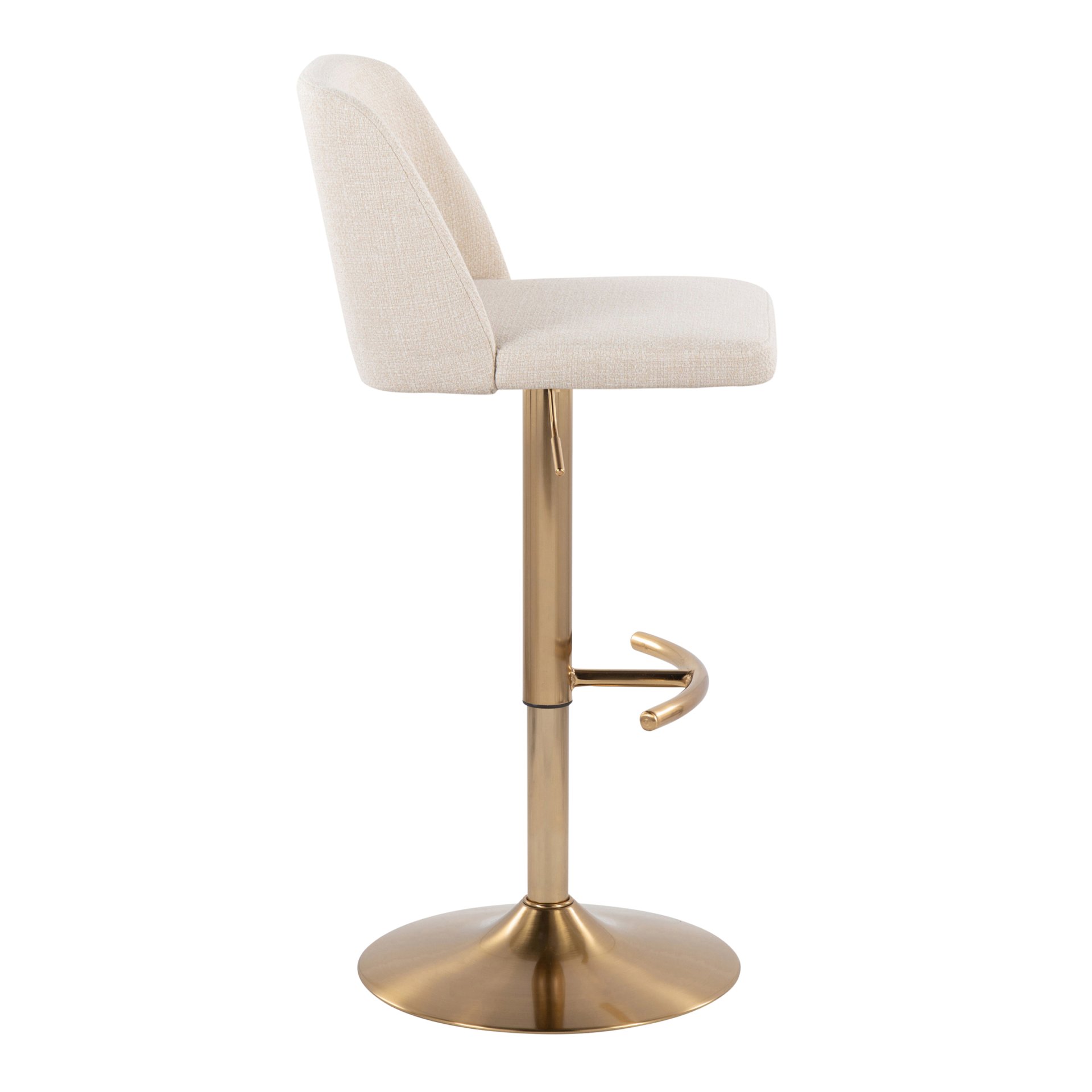 Toriano - Contemporary Adjustable Barstool With Swivel With Rounded T Footrest (Set of 2) - Cream / Gold - Image 3