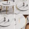 59.05" Modern Artificial Stone Round Golden Metal Dining Table, Can Accommodate 6 People Artificial Stone Turntable - White / Gold - Image 9