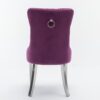 Nikki - Modern, High-End Tufted Solid Wood Contemporary Velvet Upholstered Dining Chair With Chrome Stainless Steel Plating Legs, Nailhead Trim (Set of 2) - Purple / Chrome - Image 8