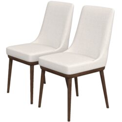 Kate - Mid-Century Modern Dining Chair (Set of 2) - Fabric - White