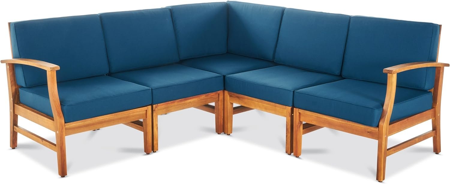 Perla - 5 Pieces Sofa Set - Blue - Image 2