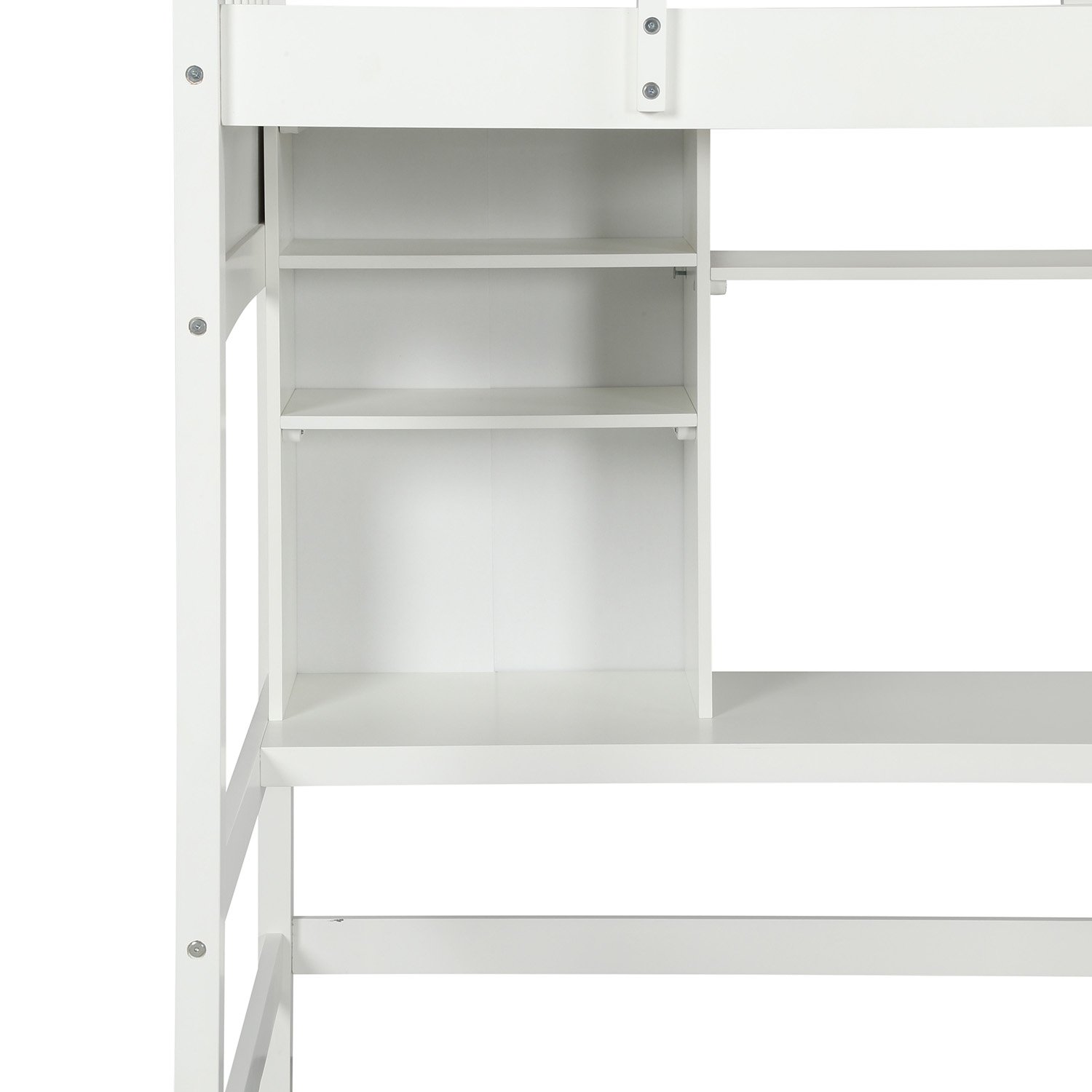 Twin Size Loft Bed With Storage Shelves, Desk And Ladder - White - Image 10