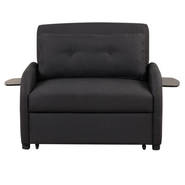 3 In 1 Pull Out Sofa Sleeper With Wing Table And USB Charge - Black