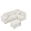 Sectional Sofa L-Shaped Sofa Couch Pull-Out Sofa Bed With A Movable Ottoman, Two USB Ports And Two Cup Holders For Living Room - Beige - Image 15