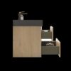 Alice - U091-Alice30W-106 Natural Oak Bathroom Vanity With Sink, Large Storage Wall Mounted Floating Bathroom Vanity For Modern Bathroom, One-Piece Black Sink Basin Without Drain - Light Oak - Image 7