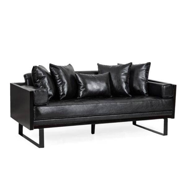 Contemporary Oversized Loveseat Upholstery And Accent Pillows - Black