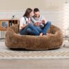 Bean Bag Sofa Lazy Sofa Durable Comfort Lounger High Back Bean Bag Chair Couch - Coffee - Image 7