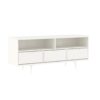 Mid-Century Modern Solid Wood 3 Drawer 58" TV Stand For 65" TVs With 2 Open Cubbies - Caramel - Image 3